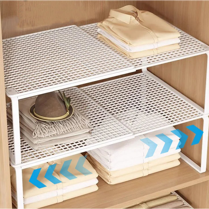 Stackable Telescopic Closet Shelf Retractable Expandable Wardrobe Divider Board Adjustable Layered Partition Cabinet Organizer