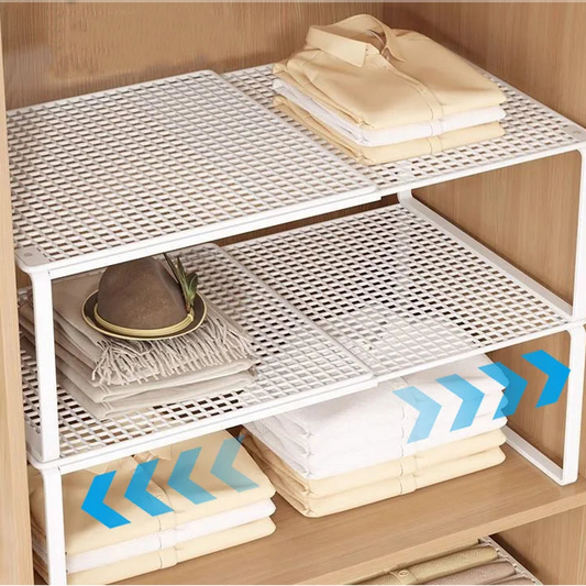 Stackable Telescopic Closet Shelf Retractable Expandable Wardrobe Divider Board Adjustable Layered Partition Cabinet Organizer