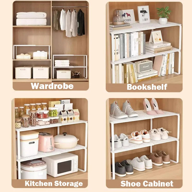 Stackable Telescopic Closet Shelf Retractable Expandable Wardrobe Divider Board Adjustable Layered Partition Cabinet Organizer