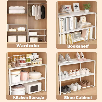 Stackable Telescopic Closet Shelf Retractable Expandable Wardrobe Divider Board Adjustable Layered Partition Cabinet Organizer