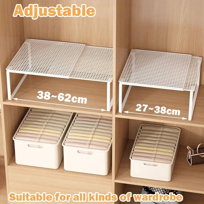 Stackable Telescopic Closet Shelf Retractable Expandable Wardrobe Divider Board Adjustable Layered Partition Cabinet Organizer